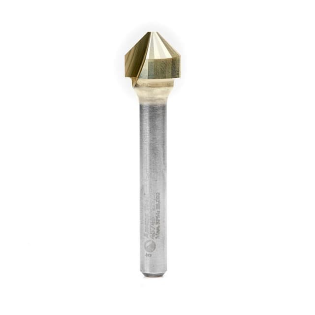 Amana Tool 45782 Solid Carbide V Groove Engraving 60 Deg x 1/4" Dia x 3/16" x 1/4" Shank Router Bit