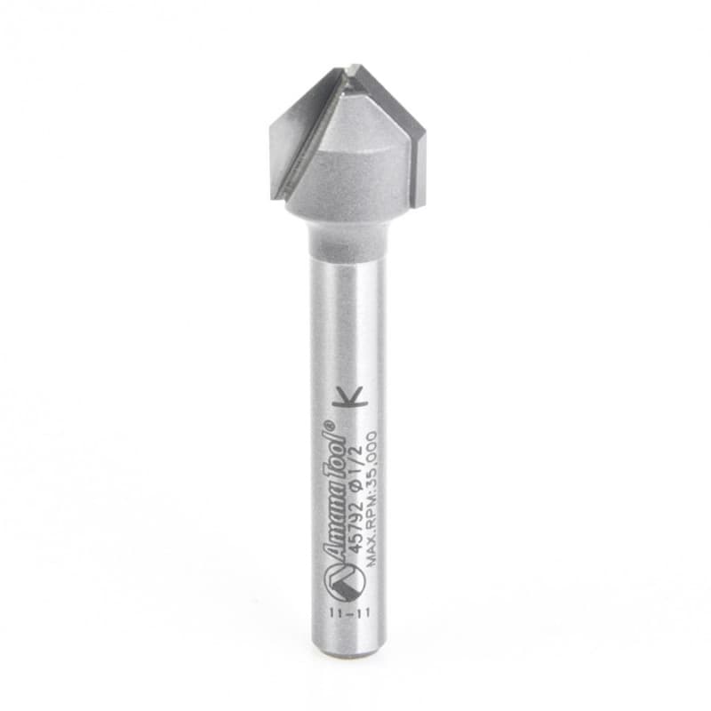 1/2" x 2" 90° Double Edge Folding V-Groove Router Bit, 2-Flute, 1/4" Shank