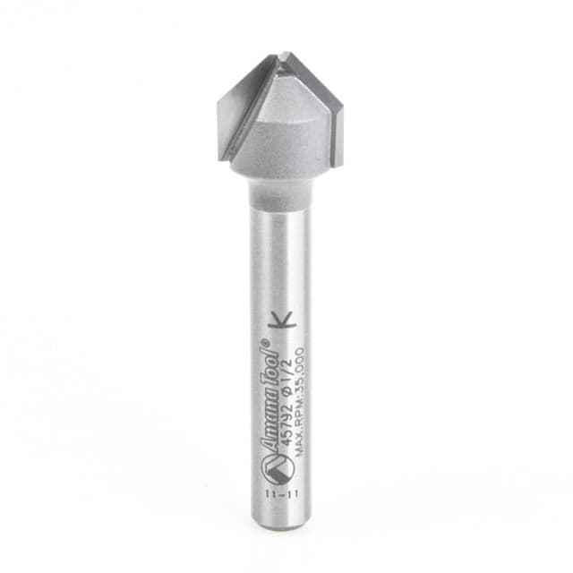 1/2" x 2" 90° Double Edge Folding V-Groove Router Bit, 2-Flute, 1/4" Shank