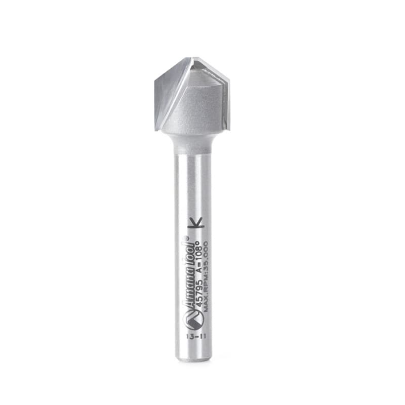 1/2" x 2" Double Edge Folding V-Groove Router Bit, 2-Flute, 1/4" Shank