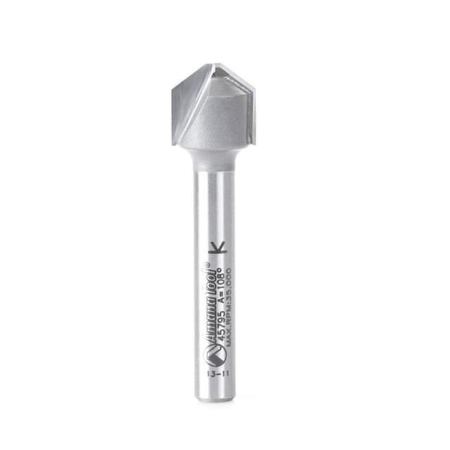 1/2" x 2" Double Edge Folding V-Groove Router Bit, 2-Flute, 1/4" Shank