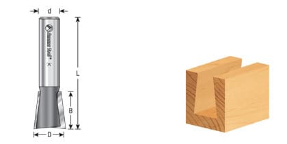 9/32" x 2-13/32" Dovetail Router Bit, 2-Flute, 1/4" Shank