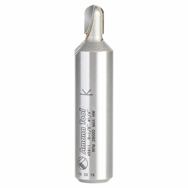 1/4" x 2-1/4" x 1/8" Radius Core Box Router Bit, 1/2" Shank