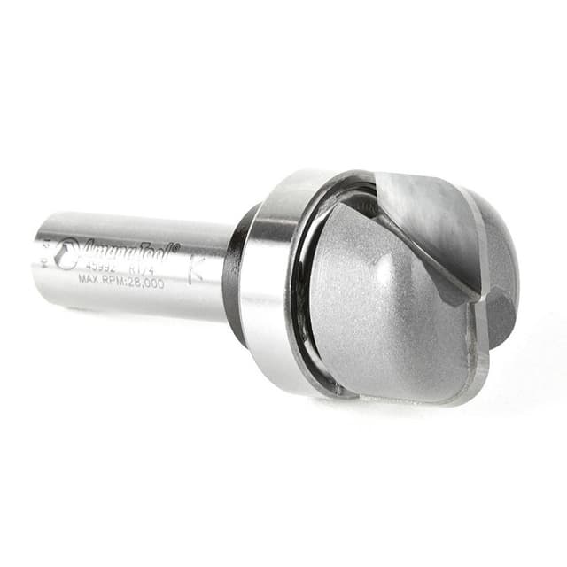 1-1/8" x 2-5/8" Bowl/Tray Router Bit with Upper Ball Bearing, 2-Flute, 1/2" Shank
