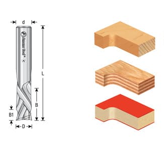 1/8" x 2-1/2" Compression Spiral Bit, 2-Flute, 1/8" Shank