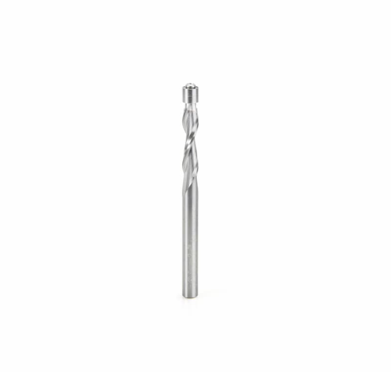 1/4" x 3" Up-Cut Ultra Flush Trim Spiral Bit with Double Ball Bearing, 1/4" Shank