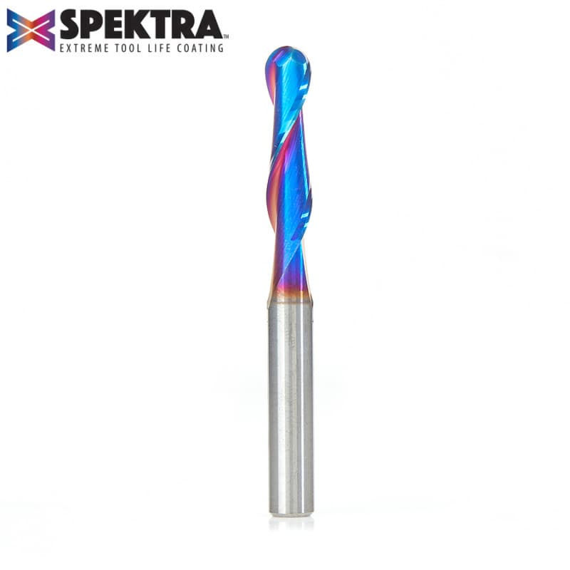 1/4" x 2-1/2" Spektra Up-Cut Ball Nose Spiral Router Bit, 2-Flute, 1/4" Shank