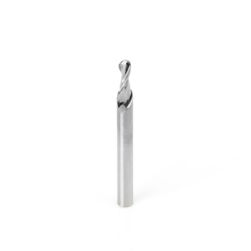 3/16" x 2-1/2" Up-Cut Ball Nose Spiral Router Bit, 2-Flute, 1/4" Shank