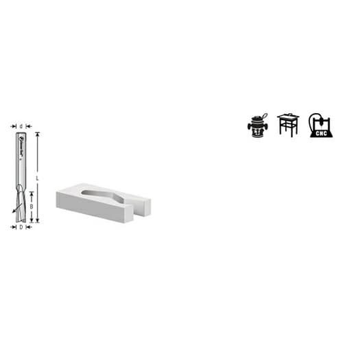 1/4" x 2-1/2" Acrylic Cutting 'O' Down-Cut Slow Spiral Router Bit, 1-Flute, 1/4" Shank