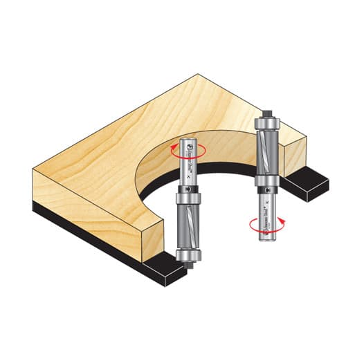 1/2" x 2-19/32" Down-Shear Multi Trimmer Bit with Ball Bearing, 1/4" Shank