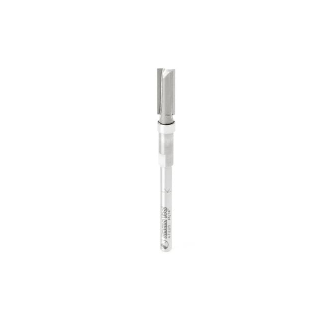 3/16" x 2" Miniature Flush Trim Plunge Template with Upper Ball Bearing, 2-Flute, 1/8" Shank