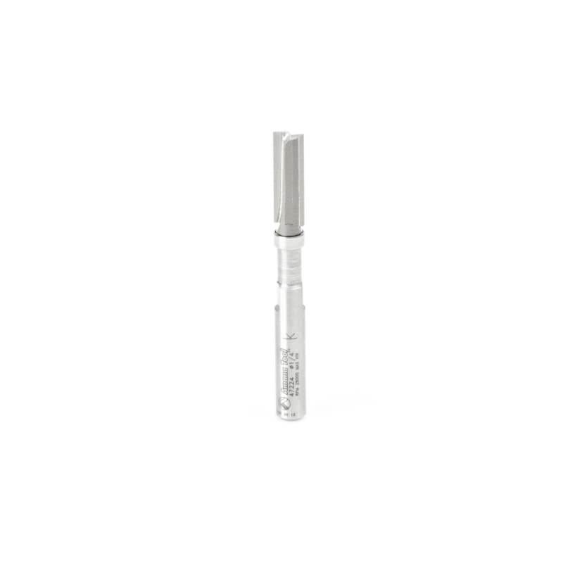 1/4" x 2-7/16" Miniature Flush Trim Plunge Template with Upper Ball Bearing, 2-Flute, 1/4" Shank