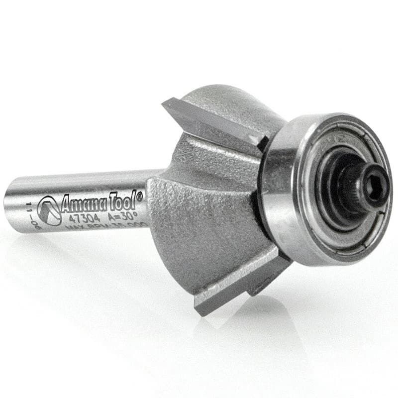 1-3/32" x 30° Bevel Laminate Trim Bit with Ball Bearing, 3-Flute, 1/4" Shank