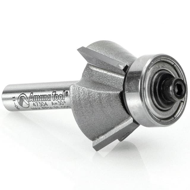1-3/32" x 30° Bevel Laminate Trim Bit with Ball Bearing, 3-Flute, 1/4" Shank