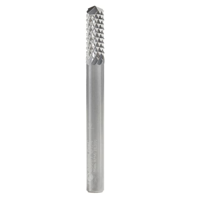 1/4" x 2-1/2" Drill End Medium Burr Router Bit with 135° Drill Point Fiberglass/Composite Cutting, 1/4" Shank