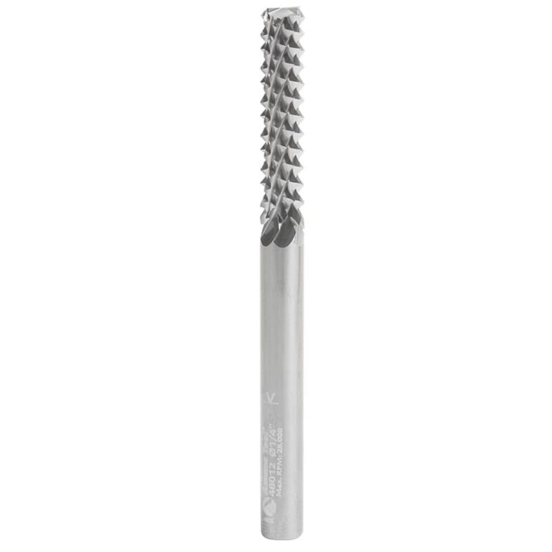 1/4" x 3" Fiberglass/Composite Cutting Medium Burr Router Bit with End Mill Point, 1/4" Shank