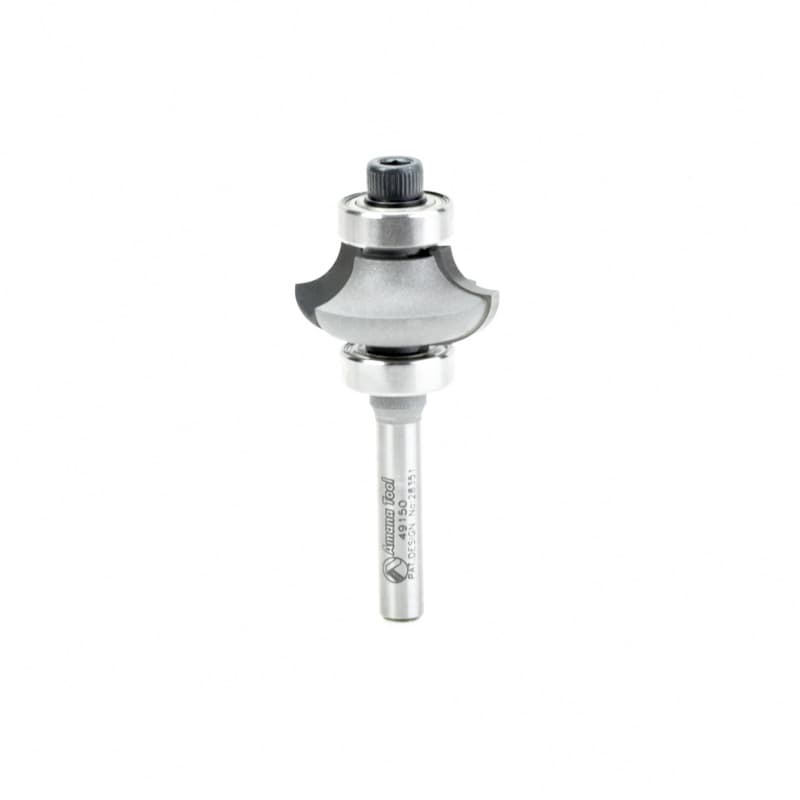 1-1/8" x 1/4" Radius Matching Corner Round/Cove Router Bit with Double Ball Bearing, 2-Flute, 1/4" Shank