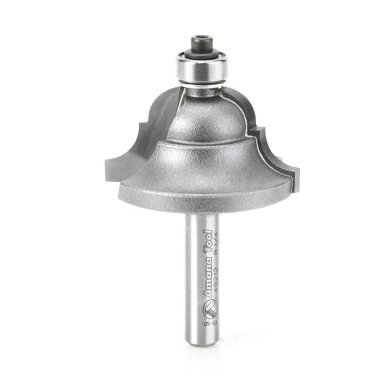 1-3/8" Dia x 7/8" Carbide Tipped Double Roman Ogee Bit, 1/4" Radius, 1/4" Shank