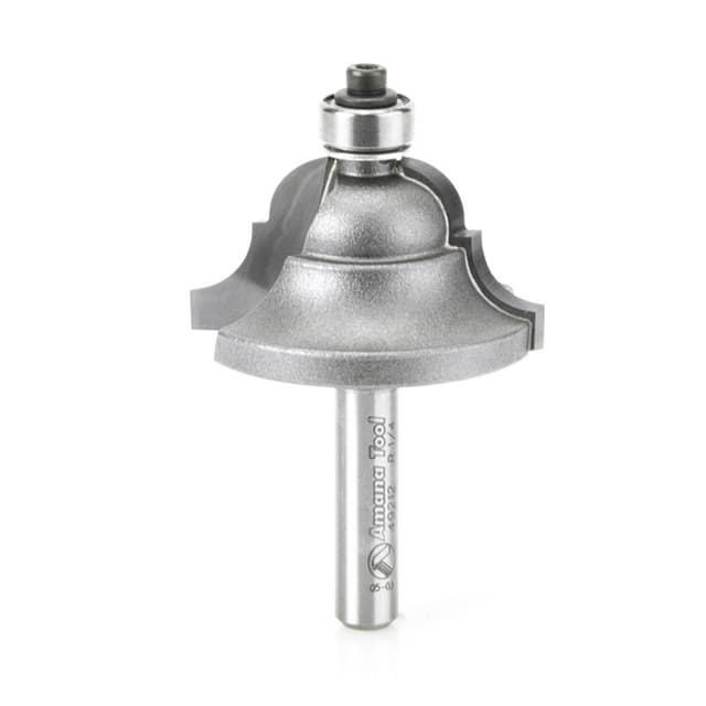 1-3/8" Dia x 7/8" Carbide Tipped Double Roman Ogee Bit, 1/4" Radius, 1/4" Shank