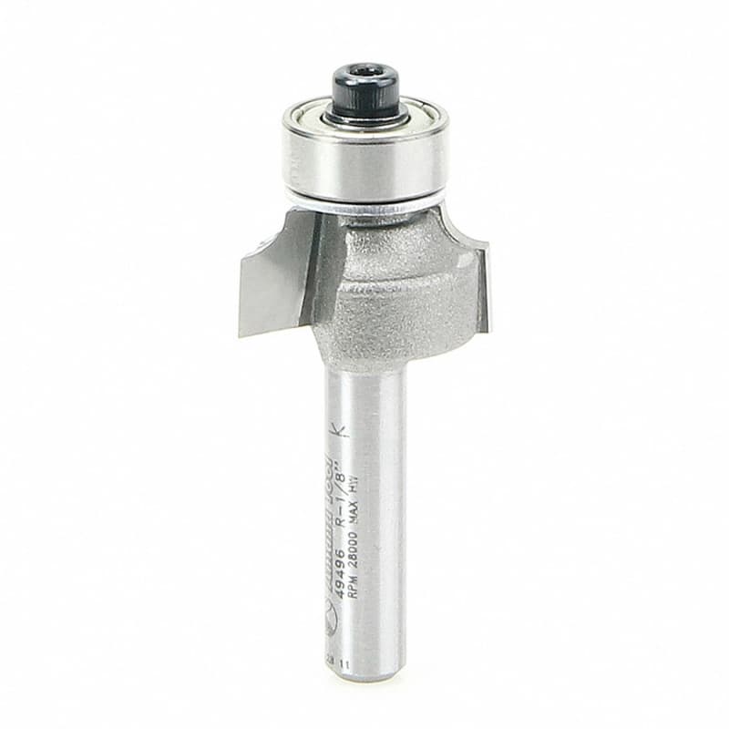 2" x 1/8" Radius Corner Rounding Bit with Ball Bearing Guide, 2-Flute, 1/4" Shank