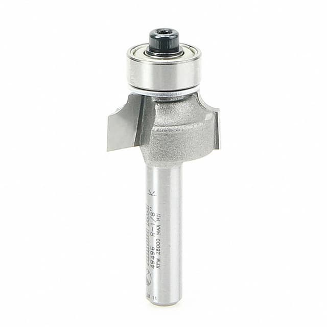 2" x 1/8" Radius Corner Rounding Bit with Ball Bearing Guide, 2-Flute, 1/4" Shank