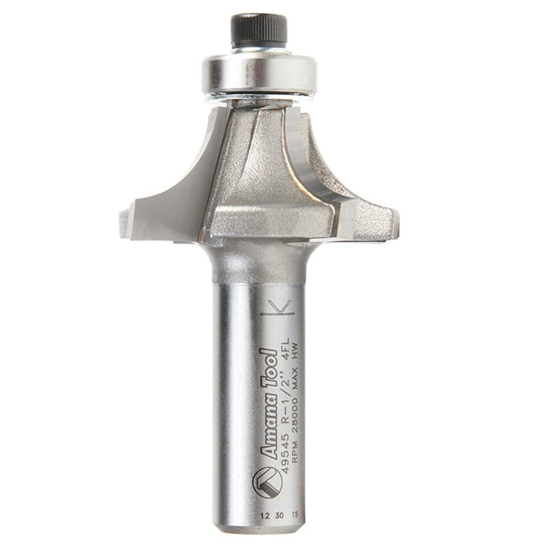 1-5/8" x 1/2" Radius Corner Rounding/Beading Router Bit, 4-Flute, 1/2" Shank