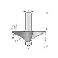2-9/16" x 2-3/4" x 11/64" Radius Table Edge Thumbnail/Bead Router Bit, 2-Flute, 1/2" Shank