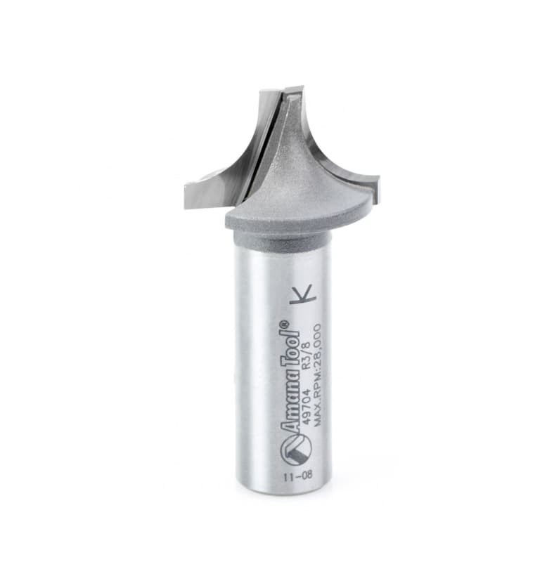 1" x 3/8" Radius Plunging Round Over Bit, 2-Flute, 1/2" Shank