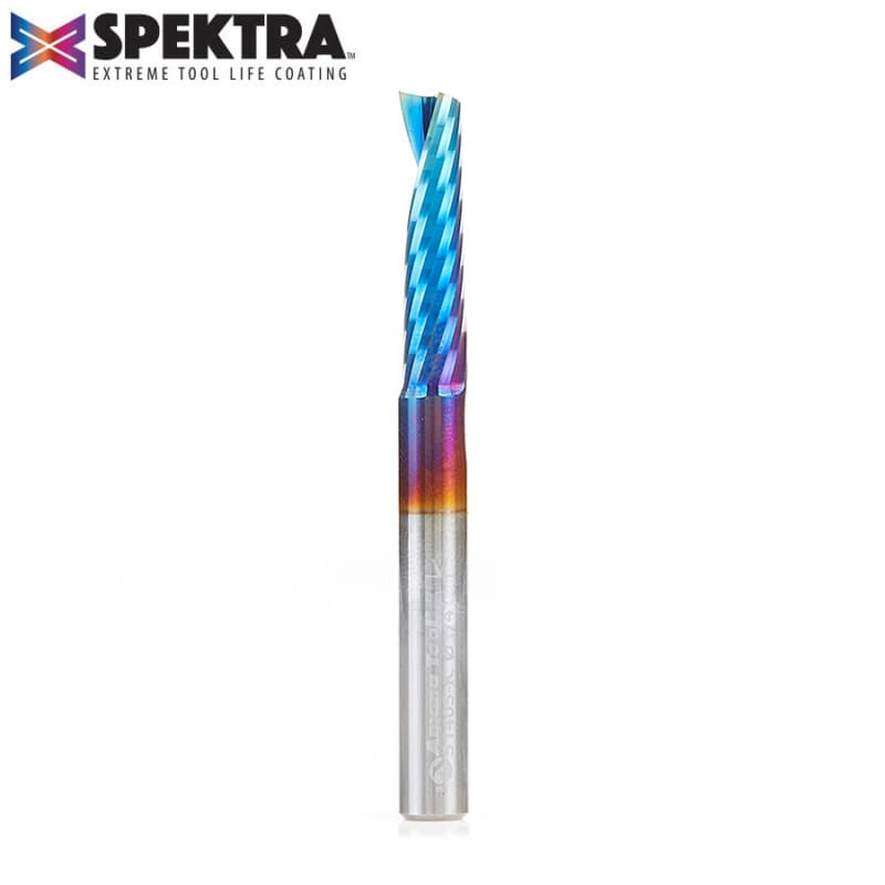 1/4" x 2-1/2" Spektra Extreme Tool Life Coated Up-Cut 'O' Plastic Cutting CNC Spiral Router Bit, 1-Flute, 1/4" Shank