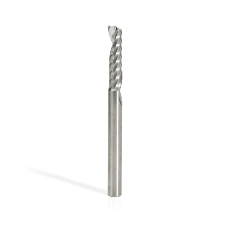 1/4" x 3" x 1-1/16" Up-Cut 'O' Plastic Cutting CNC Spiral Router Bit, 1-Flute, 1/4" Shank
