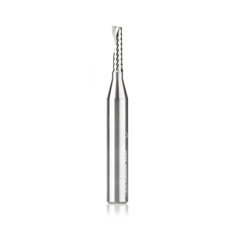 1/8" x 2" x 1/2" Up-Cut 'O' Plastic Cutting CNC Spiral Router Bit, 1-Flute, 1/4" Shank