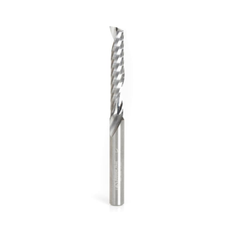 1/4" x 3" x 1-1/2" Up-Cut 'O' Plastic Cutting CNC Spiral Router Bit, 1-Flute, 1/4" Shank