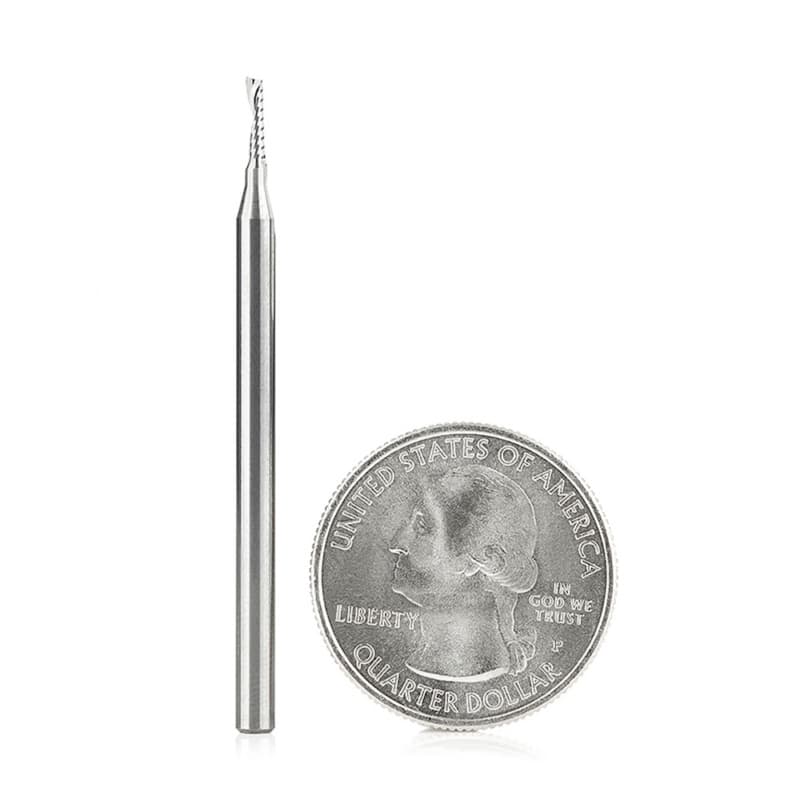 1/16" x 2" Up-Cut 'O' Plastic Cutting CNC Spiral Router Bit, 1-Flute, 1/8" Shank