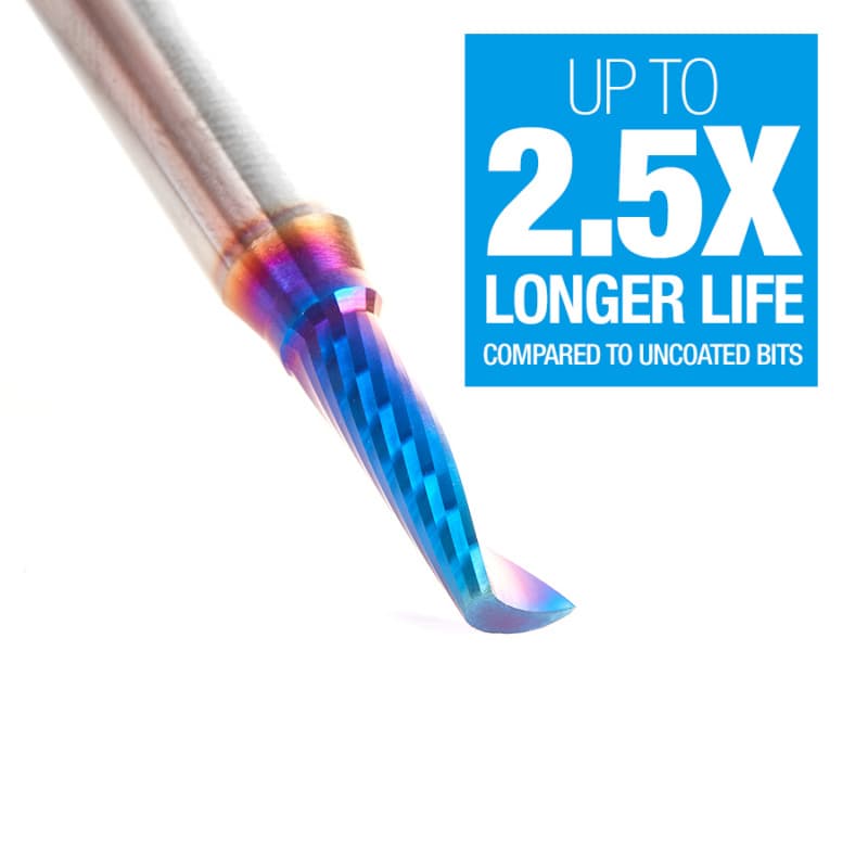 Amana Tool 51417-K Solid Carbide CNC Spektra Extreme Tool Life Coated Spiral 'O' Single Flute Plastic Cutting 3/16" Dia x 5/8" x 1/4" Shank x 2" Long Up-Cut Router Bit