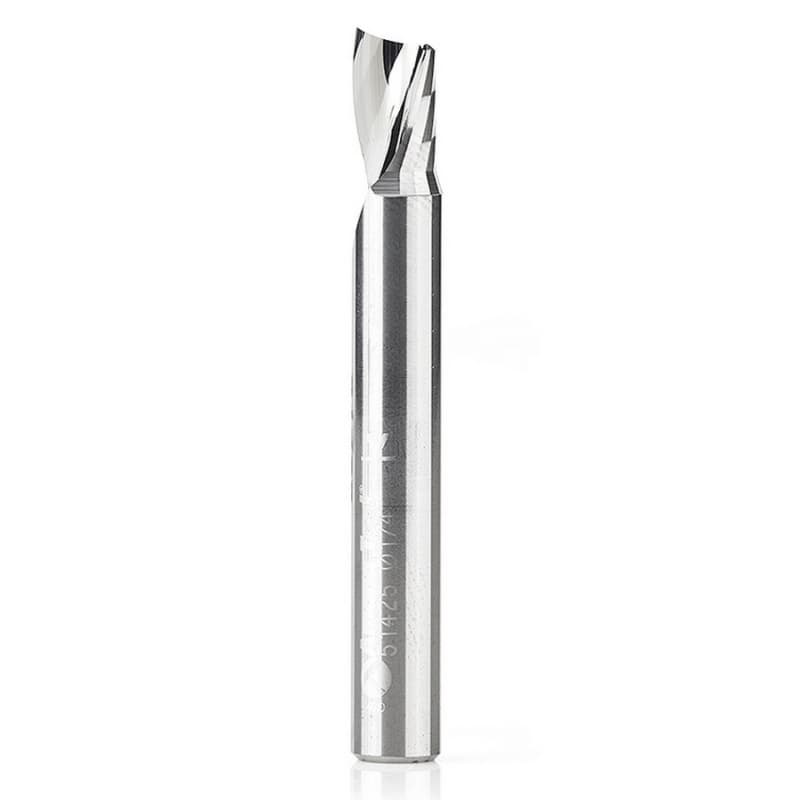 1/4" x 2" Up-Cut Spiral 'O' Single Plastic Cutting, 1-Flute, 1/4" Shank
