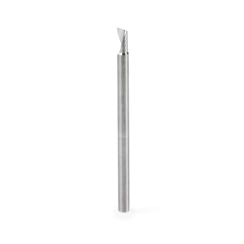 1/8" x 2" x 1/4" Up-Cut 'O' Plastic Cutting CNC Spiral Router Bit, 1-Flute, 1/8" Shank