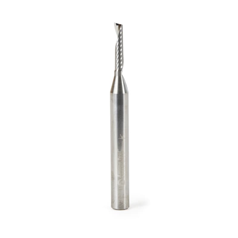 1/8" x 2-1/2" x 1/8" Up-Cut 'O' Plastic Cutting CNC Spiral Router Bit, 1-Flute, 1/4" Shank