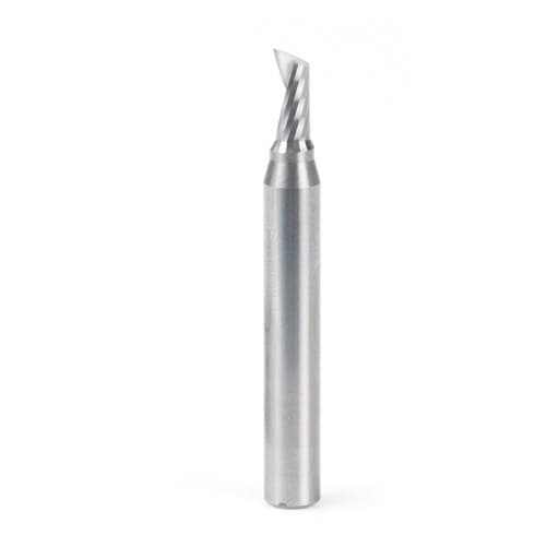 3/16" Dia x 3/8" Solid Carbide CNC Spiral 'O' Single Flute, Plastic Cutting, 1/4" Shank, 2" Long Up-Cut Router Bit