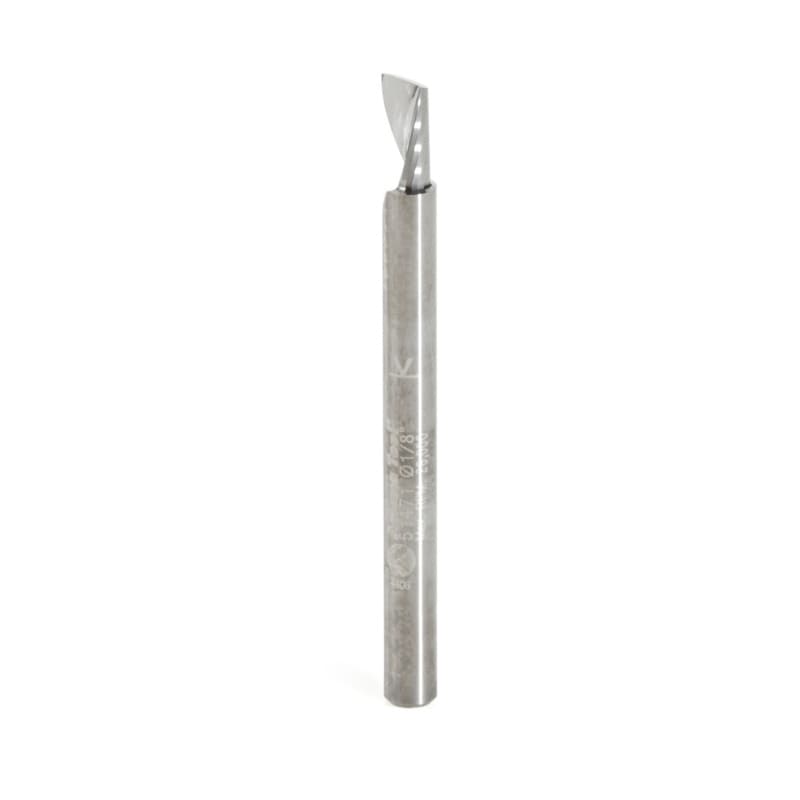 1/8" x 1-1/2" x 1/4" Up-Cut 'O' Aluminum Cutting CNC Spiral Router Bit, 1-Flute, 1/8" Shank