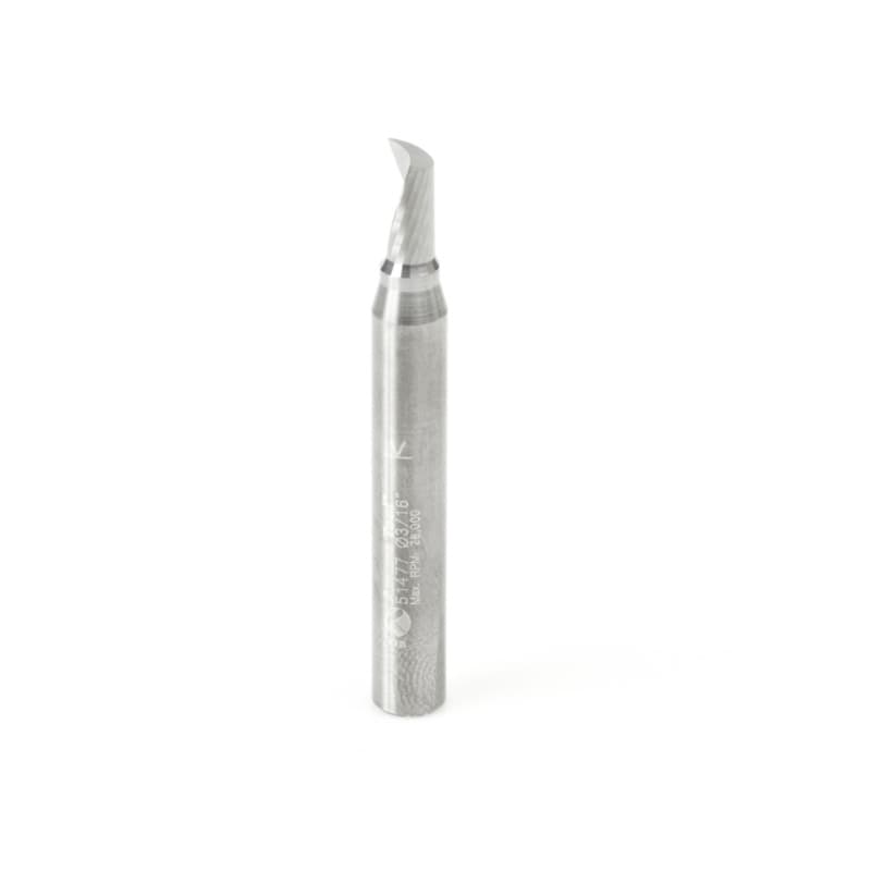 3/16" x 2" Up-Cut 'O' Aluminum Cutting CNC Spiral Router Bit, 1-Flute, 1/4" Shank