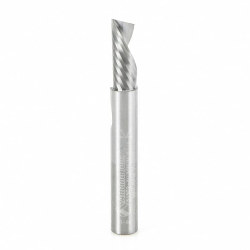 1/4" x 2" Down-Cut 'O' Aluminum Cutting CNC Spiral Router Bit, 1-Flute, 1/4" Shank