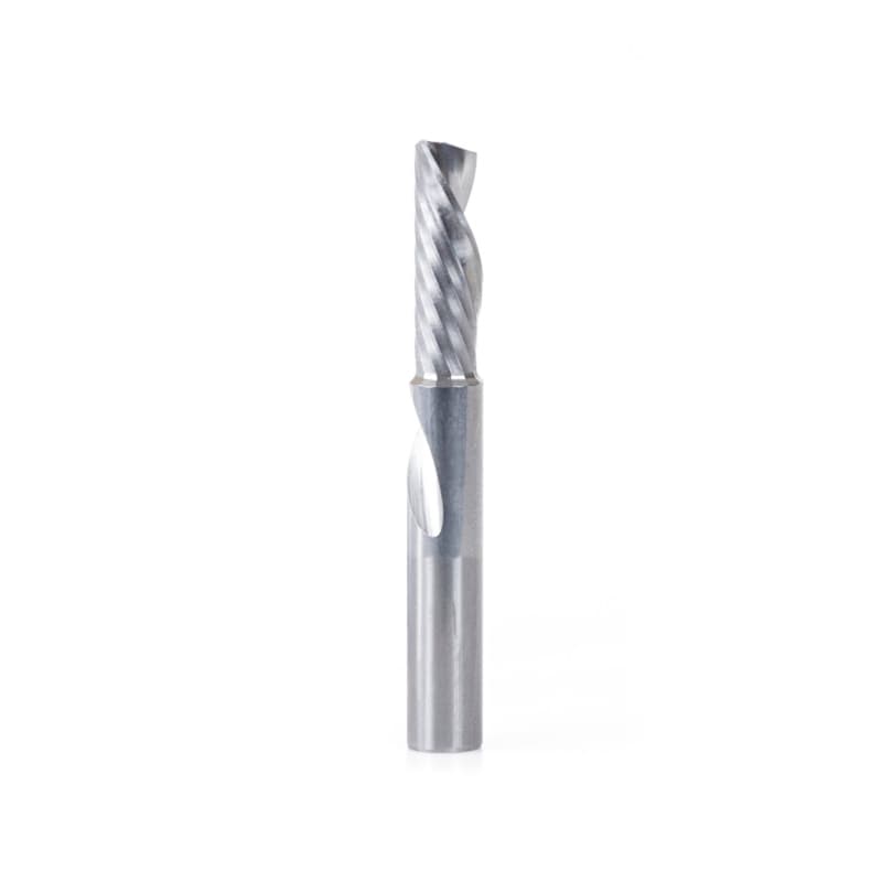 1/4" x 2" Down-Cut 'O' Plastic Cutting CNC Spiral Router Bit, 1-Flute, 1/4" Shank