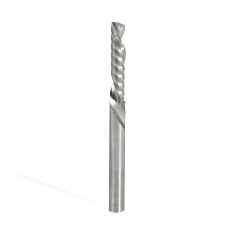 1/4" x 3" Down-Cut 'O' Plastic Cutting CNC Spiral Router Bit, 1-Flute, 1/4" Shank