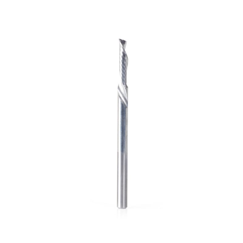 1/8" x 2" Down-Cut 'O' Plastic Cutting CNC Spiral Router Bit, 1-Flute, 1/8" Shank