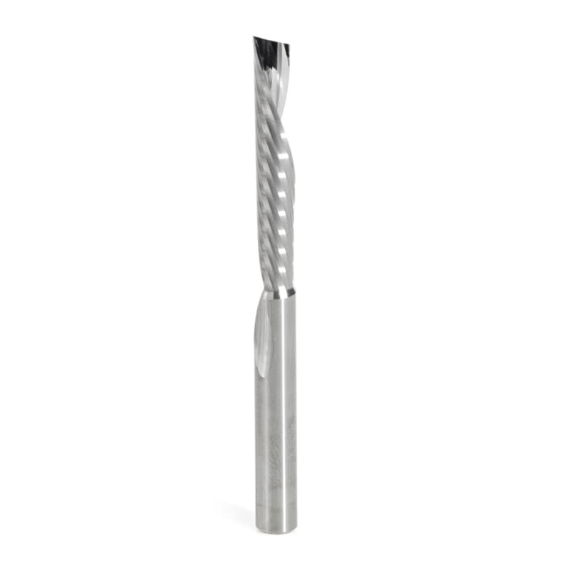 1/4" x 3" x 1-1/2" Down-Cut 'O' Plastic Cutting CNC Spiral Router Bit, 1-Flute, 1/4" Shank