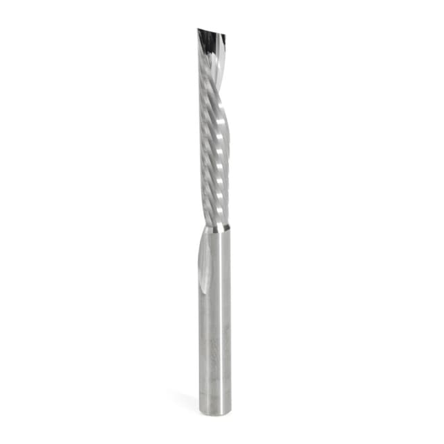 1/4" x 3" x 1-1/2" Down-Cut 'O' Plastic Cutting CNC Spiral Router Bit, 1-Flute, 1/4" Shank