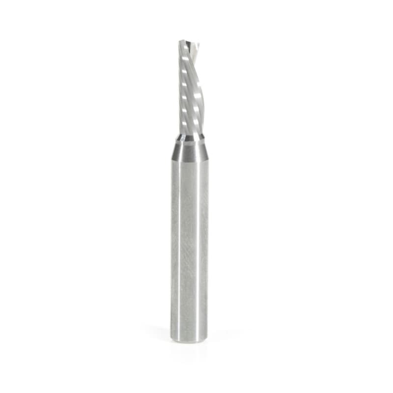 3/16" x 2" Down-Cut 'O' Plastic Cutting CNC Spiral Router Bit, 1-Flute, 1/4" Shank