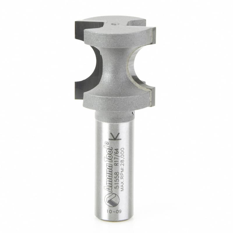 1-1/32" x 17/64" Radius Bull Nose Router Bit, 2-Flute, 1/2" Shank