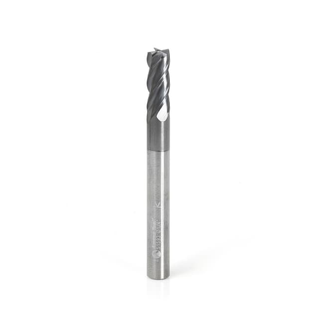 1/4" x 5/8" Solid Carbide AlTiN Coated CNC Variable Helix Spiral Square Bottom End Mill Bit, 4-Flute, 1/4" Shank