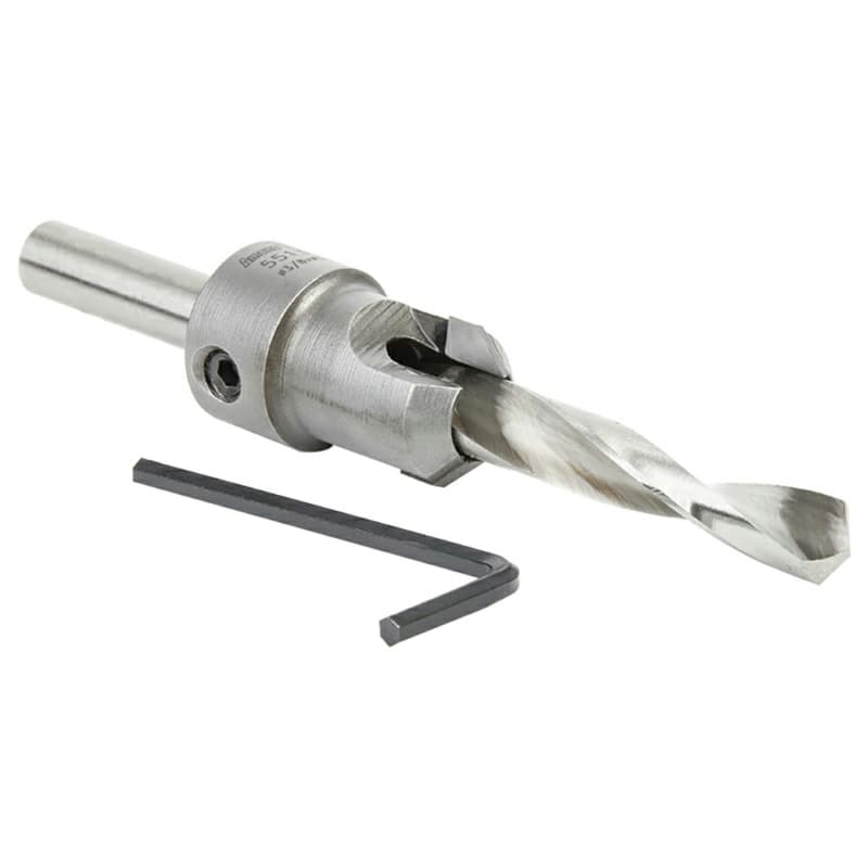1" x 4-15/16" Carbide Tipped Shankless Countersink Bit with Slow Spiral Drill Bit, 3/8" Shank
